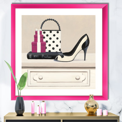 «Fashion Stiletto and Glamour Polka Purse», reproduction sur toile encadrée