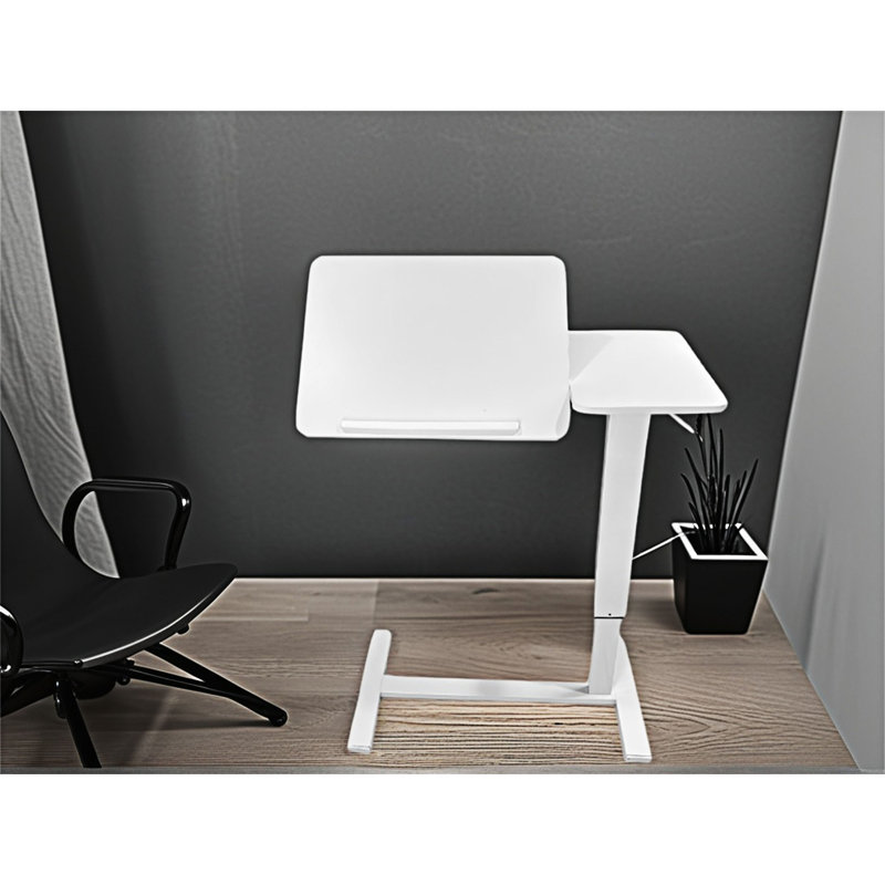 Table d'appoint mobile avec roulettes inclinables, Blanc, Blanc