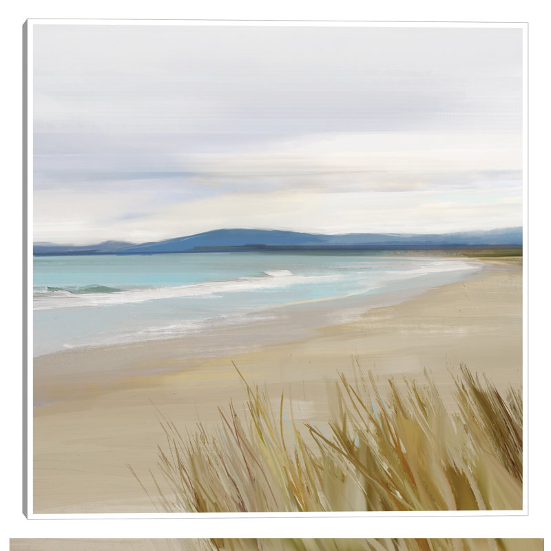 Impression sur toile Layered Seaside par Studio Arts, Cadre flottant saturé blanc, H 42 po x l 42 po x P 1,5 po
