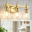 Luminaire de salle de bain 3 lumières, applique murale linéaire moderne avec abat-jour en verre nervuré transparent, luminaire mural contemporain pour couloir de chambre à coucher à miroir-1335436851