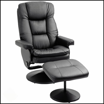 Swivel PU Leather Recliner And Ottoman With Wrapped Base, Perfect For Relaxation And Easy Maintenance