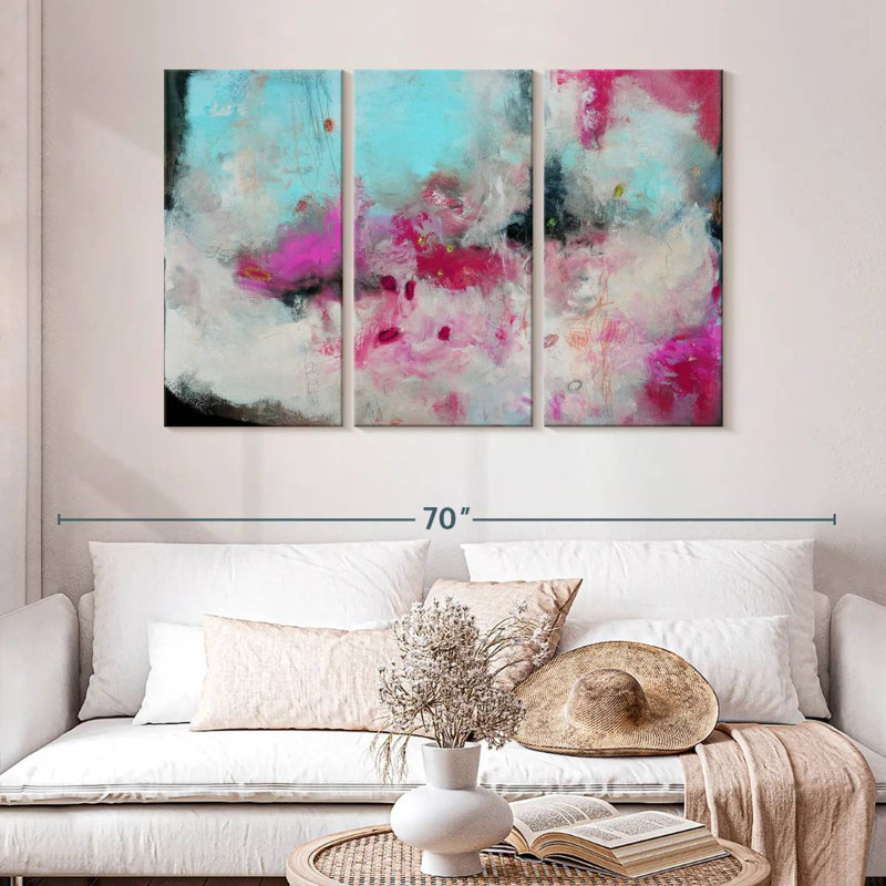 Avery - Abstraction rose et bleue I, H 32 po x l 50 po