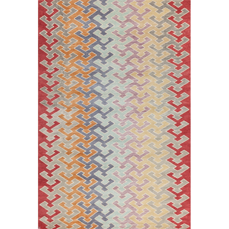 Khartoum Hand Knotted Wool Geometric Area Rug, Rectangle 8' x 10'