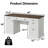 60" Fluted Home Office Desk with Charging Station, Modern Executive Computer Desk with File Cabinet-351799632