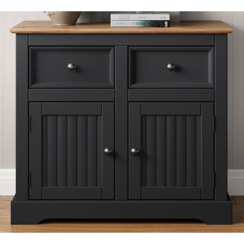 Dharamvir 87cm Solid Wood Sideboard, Brown/Grey