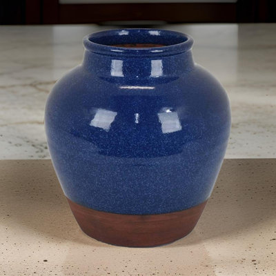 Julies 12 Inch Ceramic Flower Vase, Two Tone
