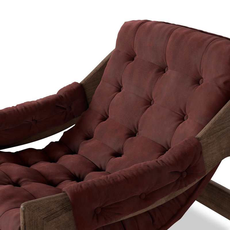 Tuckerman Chair - Terra Brown, Nubuck Burgundy Genuine Leather, Terra Brown Ash