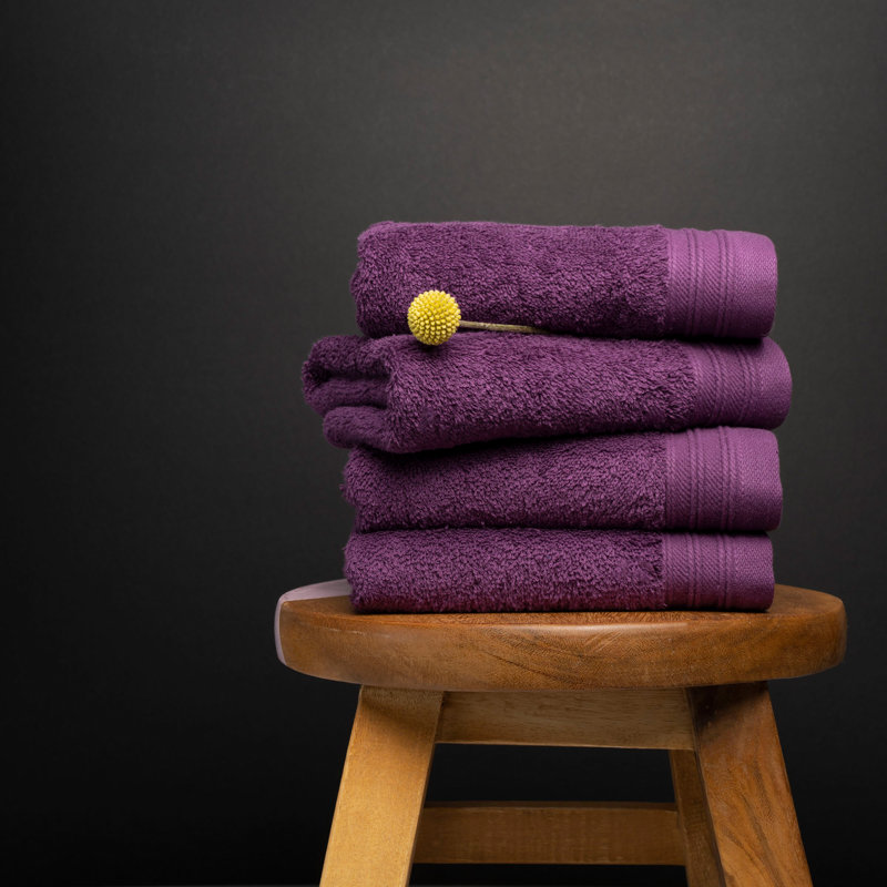Ensemble de serviettes essuie-mains 100% coton 4 pièces Kendra, Prune