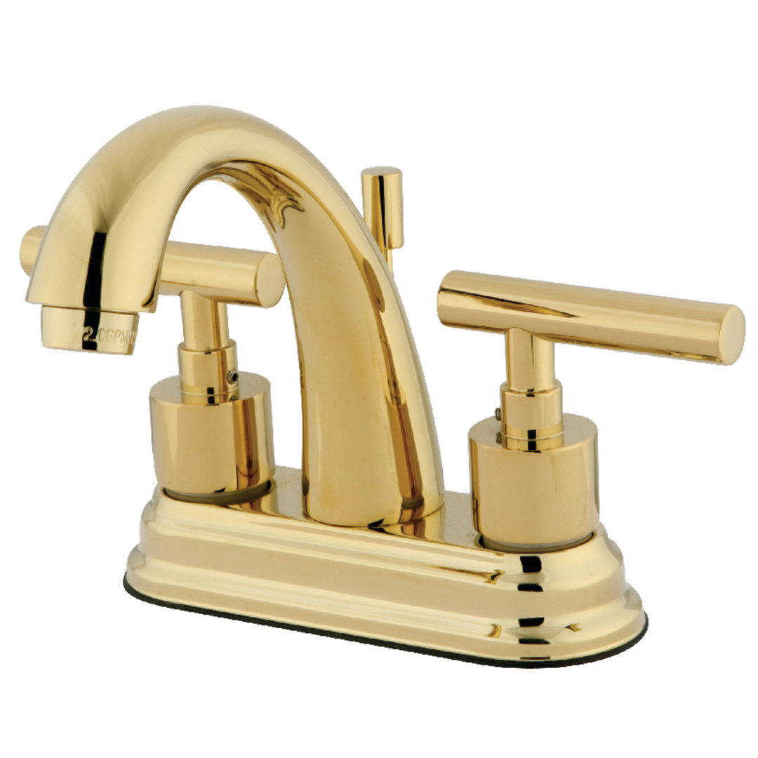 Kingston Brass Manhattan Two-Handle 3-Hole Deck Mount 4" Centerset Bathroom Faucet with Brass Pop-Up Kingston Brass 