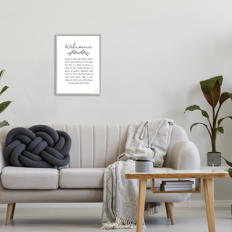 «Welcome Home Quote» par Susan Ball - Art textuel, H 20 po x l 16 po x P 1,5 po, Estampe numérique Farmhouse