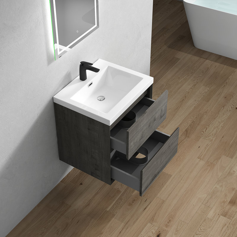 Seavy 23.4'' Single Bathroom Vanity with Acrylic Top, Gray