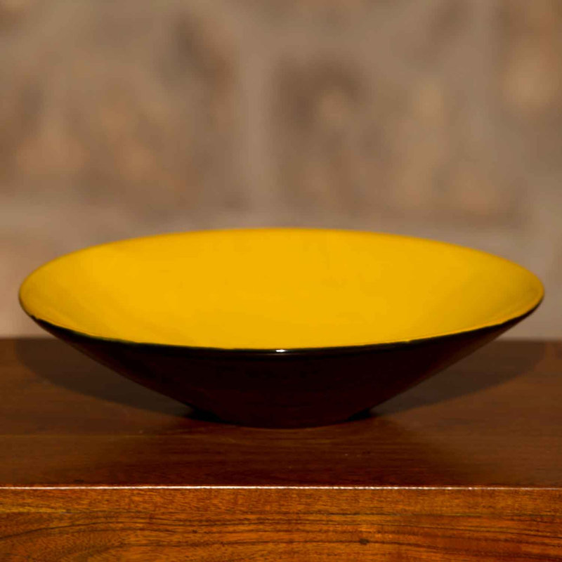 Cherolyn Handmade Ceramic Table Vase, Yellow, 7cm H x 27cm W x 27cm D