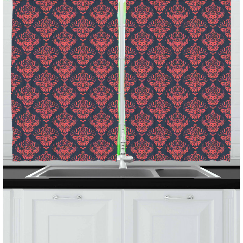 Damask Tailored Kitchen Curtain