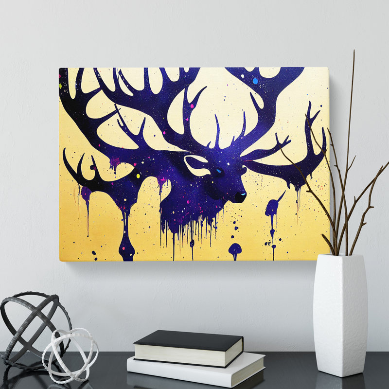 Modern Stag Art Abstract - Wrapped Canvas, 40cm H x 60cm W x 3cm D