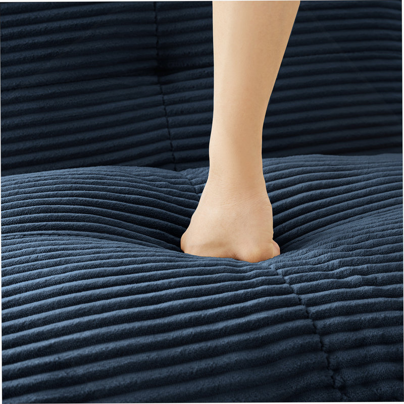 Canapé modulaire en forme de L de 82 pouces, tissu velours côtelé, assise profonde, repose-pieds mobile, sans assemblage, conception antidérapante