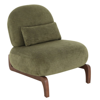 Chaise d'appoint en velours doux avec pieds en bois massif pour le salon et la chambre à coucher