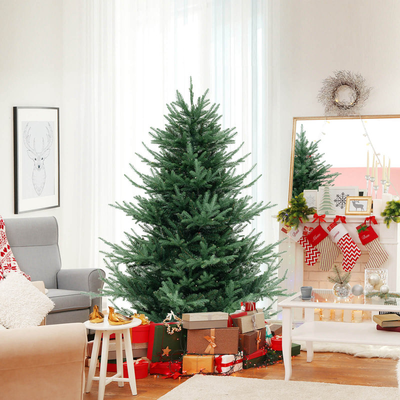  Arbre de Noël artificiel 6 pi avec 778 branches en PVC et 240 lumières à DEL blanc chaud, 6'