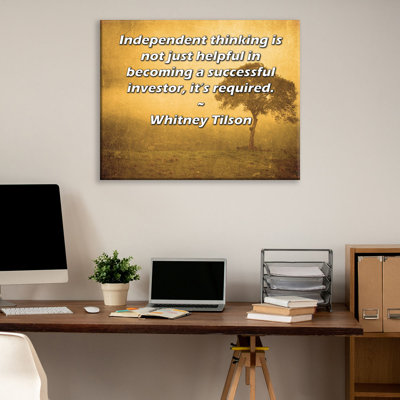 ArtsyQuotes Gallery Wrapped Canvas By Whitney Tilson: "Independent thinking is not just helpful in becoming a successful investor, it’s required."
