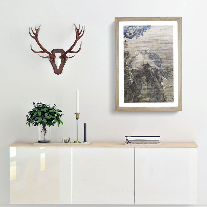 Birds by Lu Ji - Framed Print, Oak, 60cm H x 40cm W x 2cm D