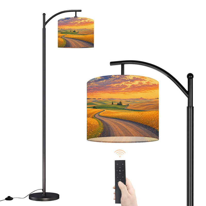 Lampe sur pied à arc avec abat-jour réglable enroulant la route sur pied palouses Lampe à 3 températures de couleur à intensité variable avec interrupteur au pied pour la chambre à coucher