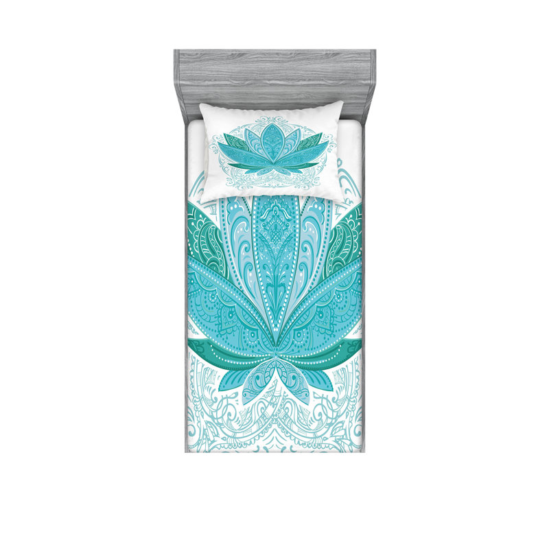 Drap-housse et coussin décoratif Ambesonne, bleu sarcelle