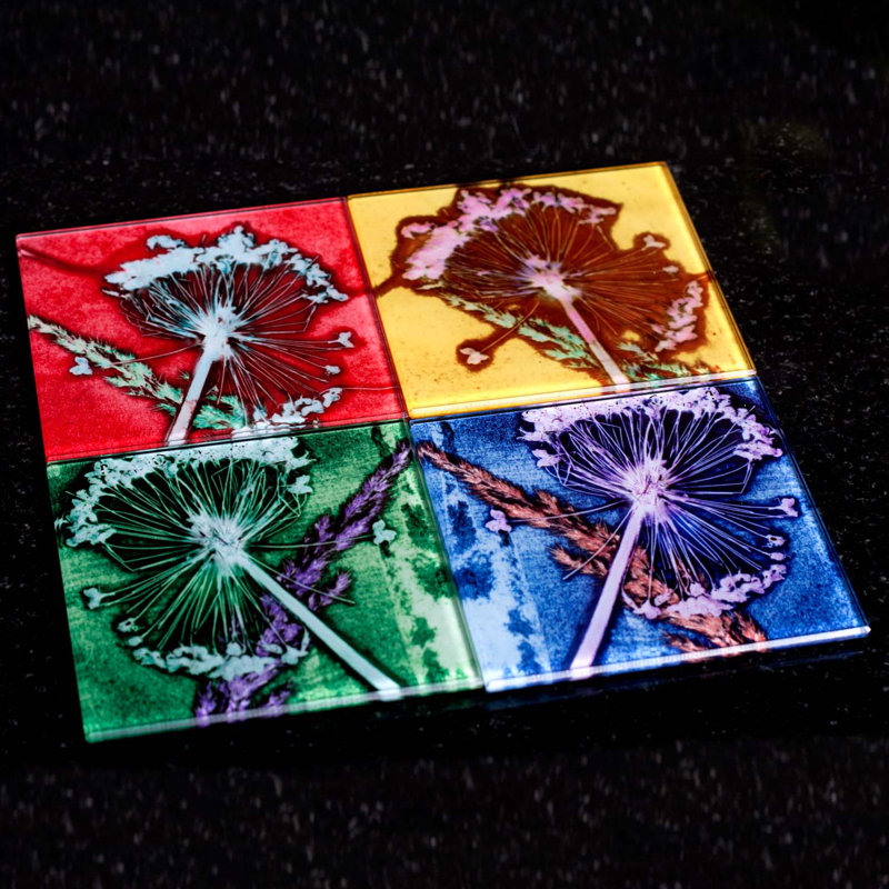 Guynn Glass Square 1 Piece Coaster, Yellow