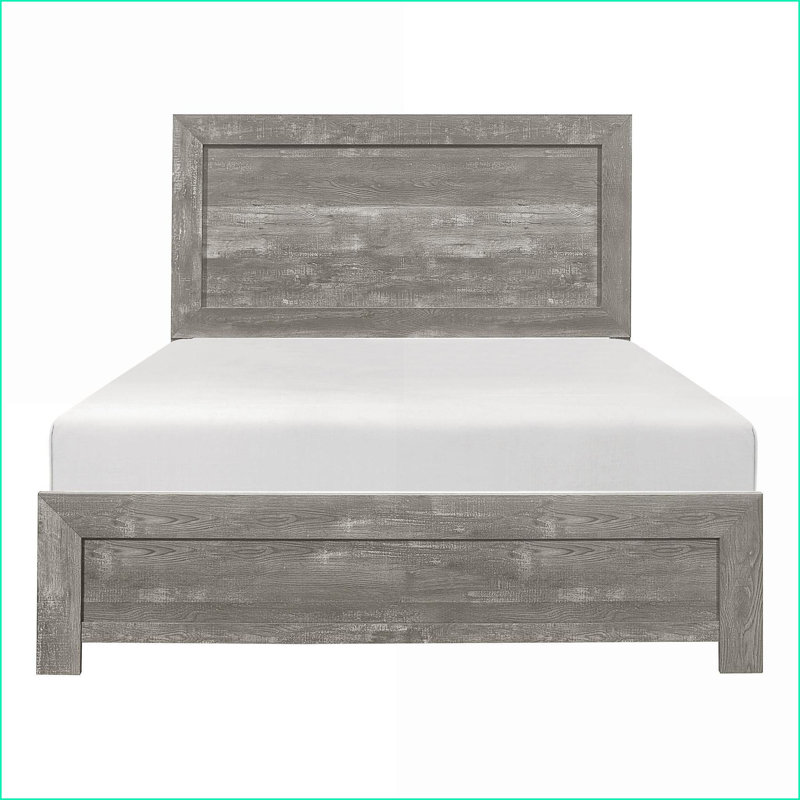 Grand lit à panneau avec placage en faux bois rustique et tête de lit Pied de lit gris Chambre à coucher principale