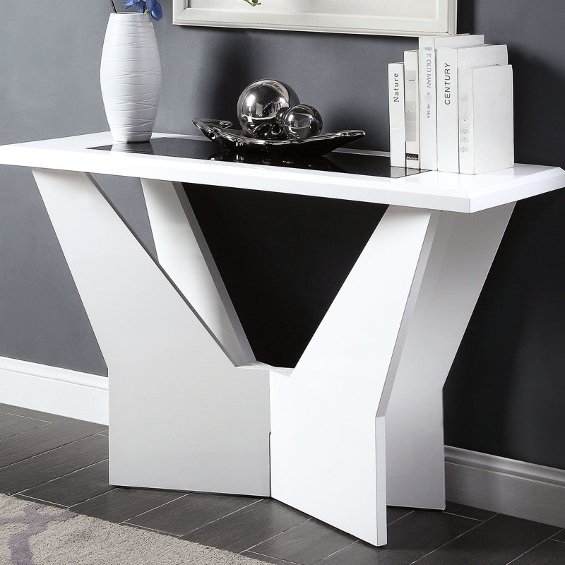 Table contemporaine 1pc avec finition blanche et base lustrée