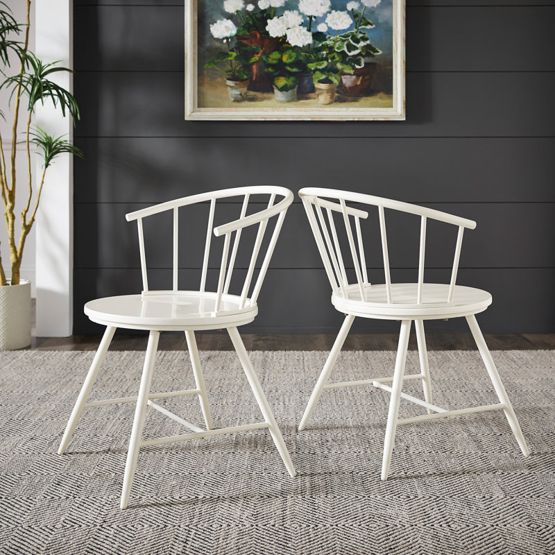 Kennamer Slope Low Back Windsor Metal Side Chairs (Set Of 2), White