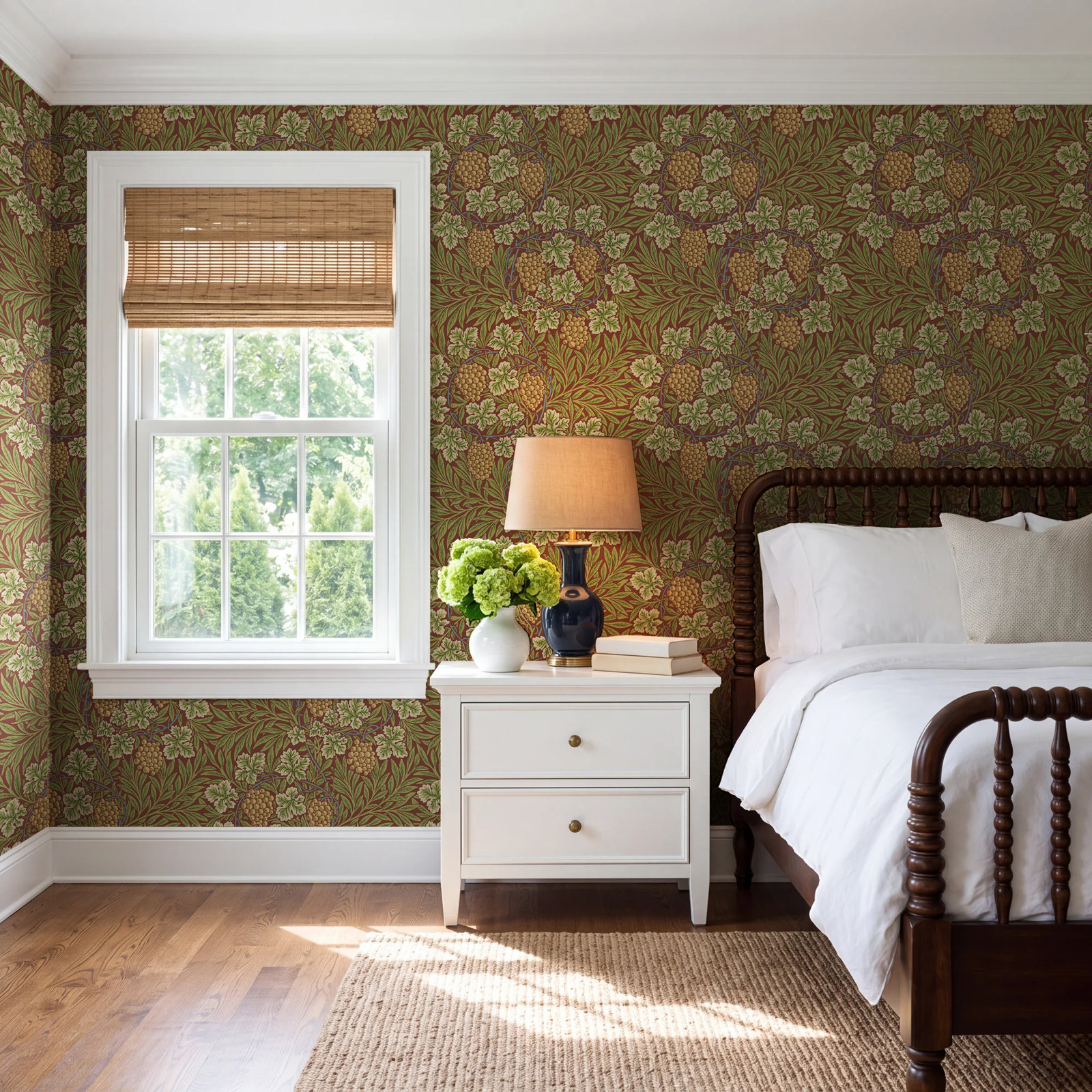 Vine Floral Wallpaper, Ruby