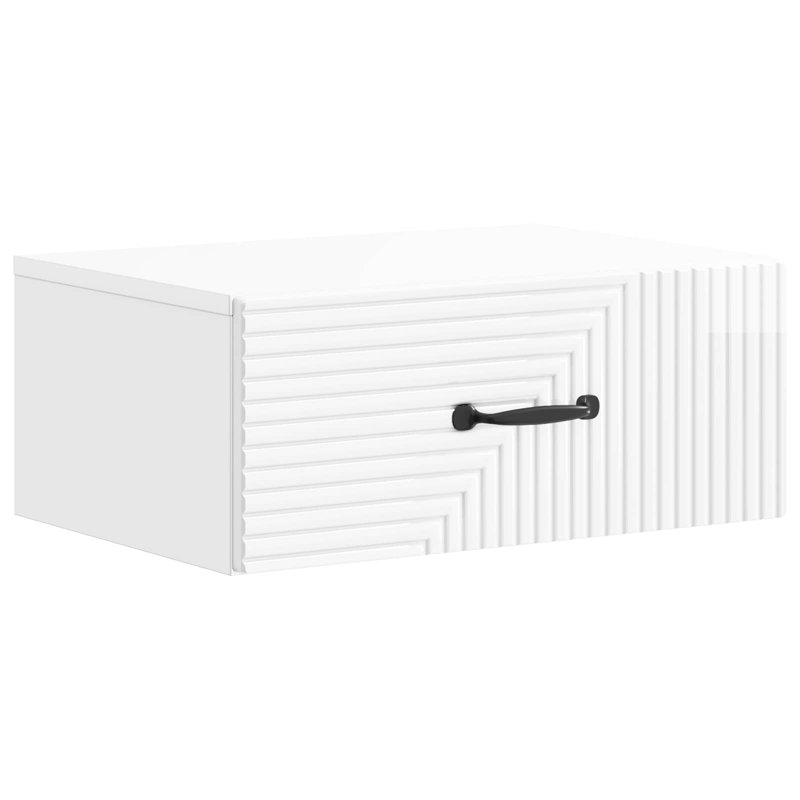 49cm W Manufactured Wood Bedside Table, High Gloss White
