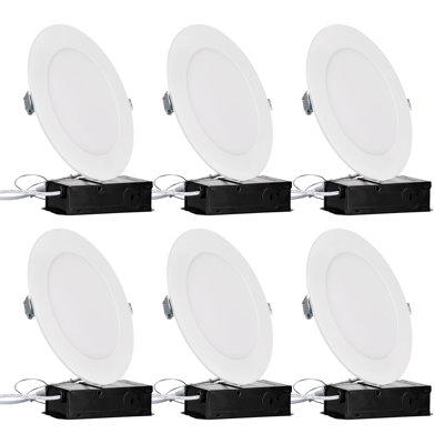 Plafonnier encastré à DEL ultramince de 15 cm (6 po) avec boîte de jonction, blanc à intensité variable, blanc froid 4000 K