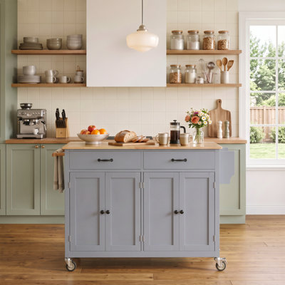 Îlot de cuisine moderne de 138 cm de large avec armoire de rangement