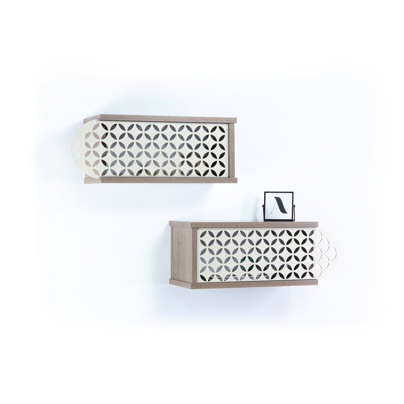 Wall Mounted Rustic Decorative Hanging Shelf for Books, Set of 2