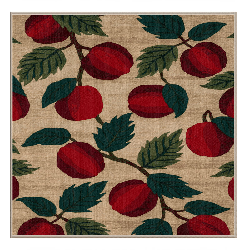  Tapis lavable à motif de fruits Yangmei, Rectangle 5 pi x 7 pi