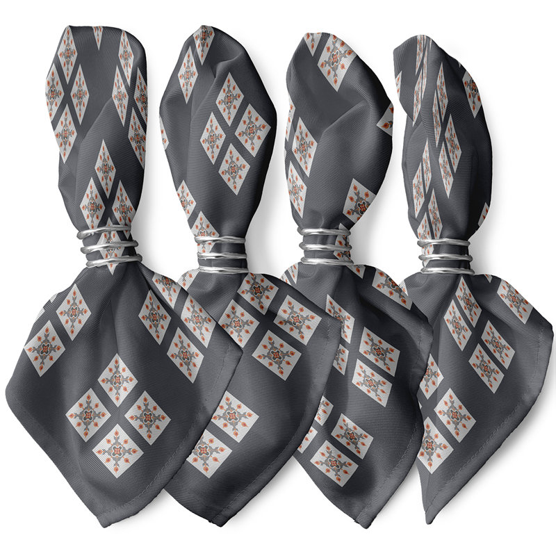Centa Abstract Floral Burst Napkins, Grey