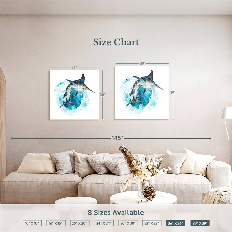 Brampt Blue Marlin Splash, 36" H x 36" W
