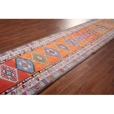 Tapis de couloir oriental en soie fait à la main 3 x 11 po Anatolian