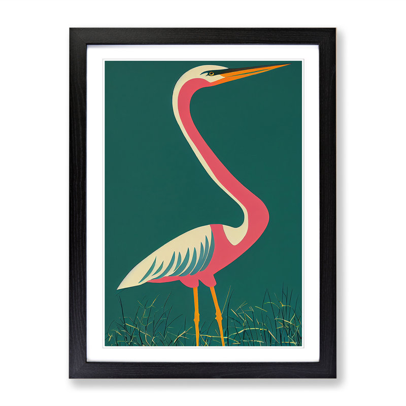 Annoeska Heron Bird Pop Art - Picture Frame Print, 34cm H x 25cm W, Black