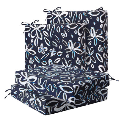 Water-Resistant Floral Outdoor Seat Cushions, 3'' Thick