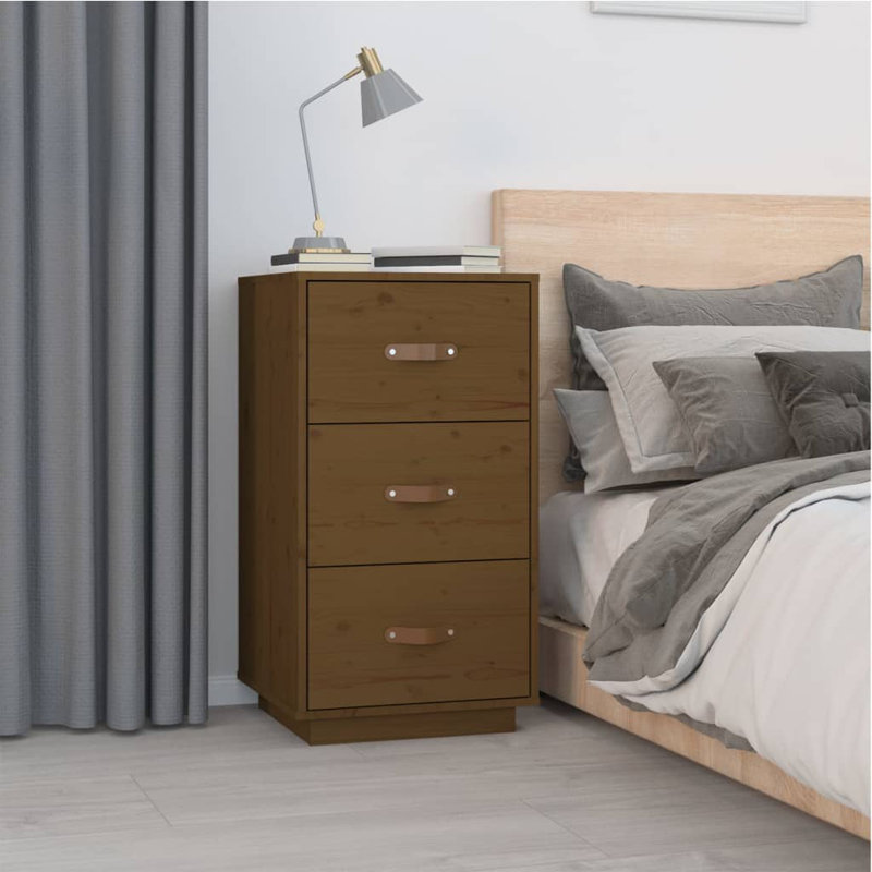 Moscato 40cm W Solid Wood Bedside Table, Brown