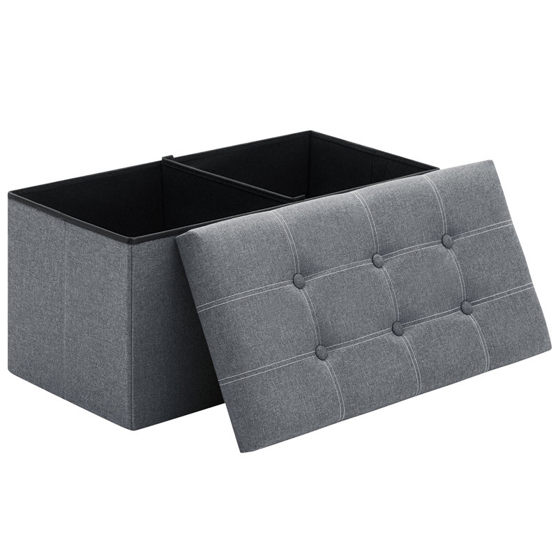 Upholstered Storage Bench Linen Bedroom Bench, Dark Gray, 15'' H X 30'' W X 15'' D