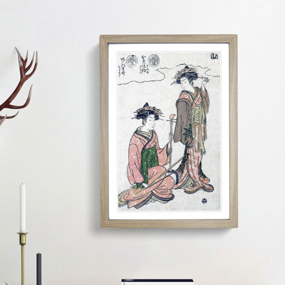 Two Geisha by Isoda Koryusai - Framed Print