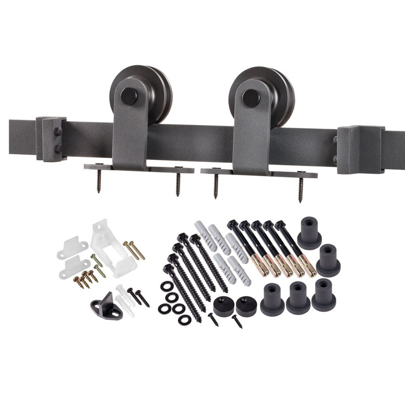 Ensemble de quincaillerie pour porte de grange standard Spectrum, Noir mat, 96 po
