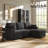 Catlin 4-Piece Corduroy Modular Storage Sectional Sofa With Versatile Tray, Back Pillows & Organizer Bag-274637635