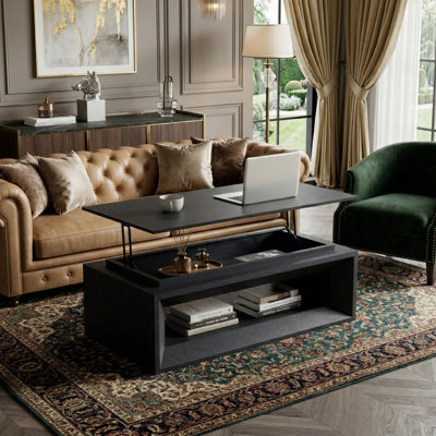 Table basse à plateau relevable avec rangement et hauteur réglable
