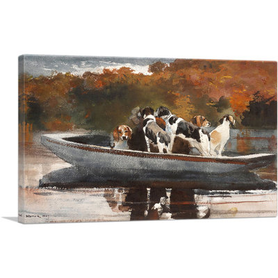 " Hunting Dogs In Boat Waiting For The Start 1889 " by Winslow Homer Painting Print