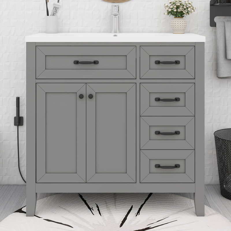 Meuble-lavabo de salle de bain 36 po sans lavabo Merax, Gris