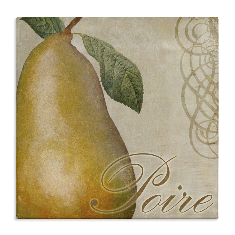 Art mural rétro sur toile poire française par Sasha, H 30 po x l 30 po