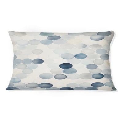 Coussin à motif de cercles aquarelle en bleu délavé rétro I - imprimé géométrique abstrait